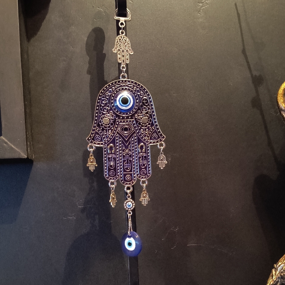 Silver and Blue Hamsa Wall Hanging